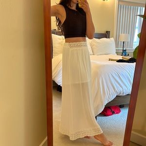 White flowy maxi skirt